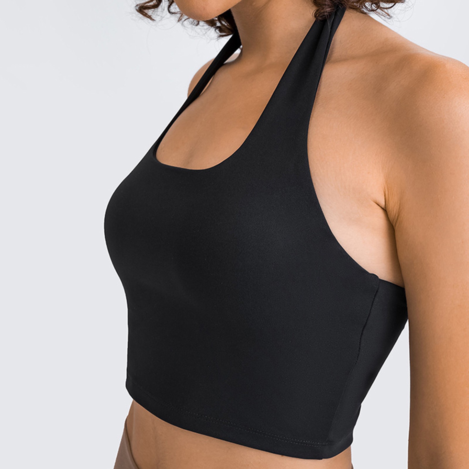 thumbnail image 5 of Sujetador deportivo halter para mujer - Bralette de yoga a prueba de golpes, material de nailon, tallas S-XXL, 5 of 8